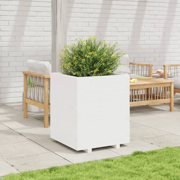 Odlingslåda vit 60x60x72,5 cm massiv furu