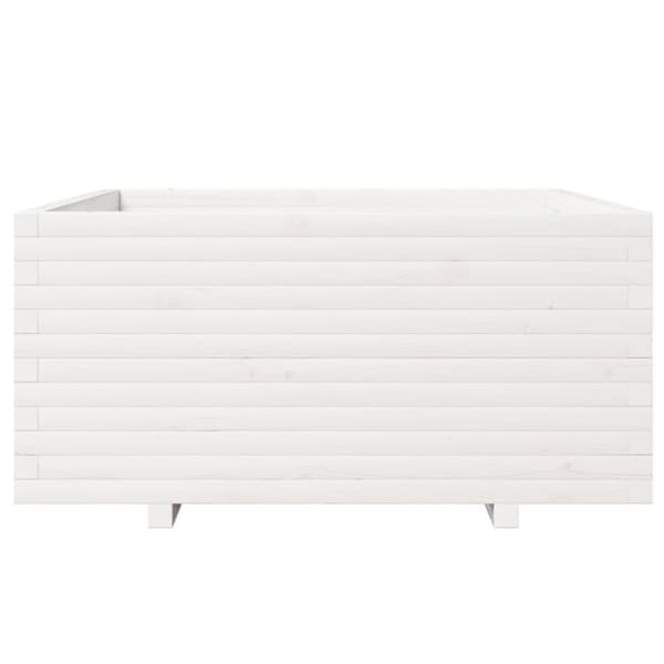 Odlingslåda vit 100x100x49,5 cm massiv furu