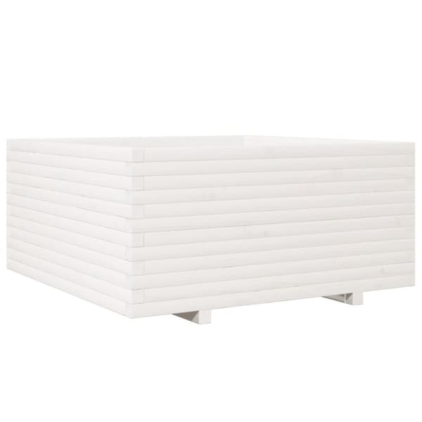 Odlingslåda vit 100x100x49,5 cm massiv furu