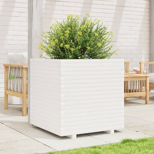 Odlingslåda 70x70x72 cm vit massiv furu