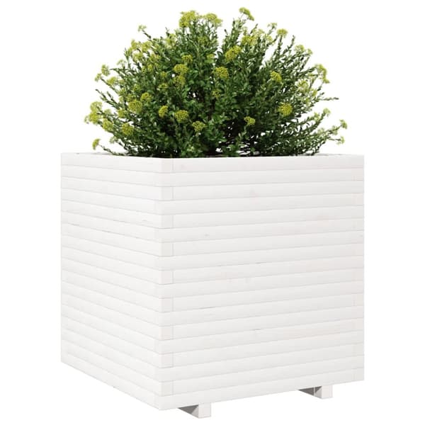 Odlingslåda 70x70x72 cm vit massiv furu
