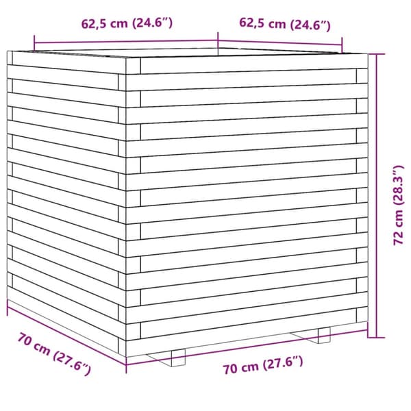 Odlingslåda 70x70x72 cm vit massiv furu