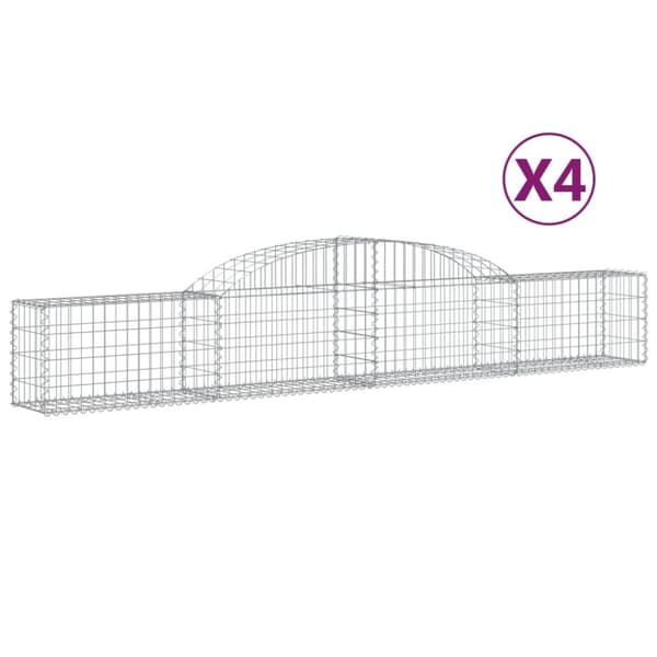 Gabioner bågformade 4 st 300x30x40/60 cm galvaniserat järn
