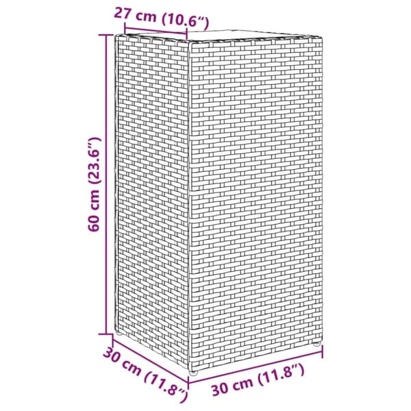 Odlingslådor 2 st svart 30x30x60 cm konstrotting