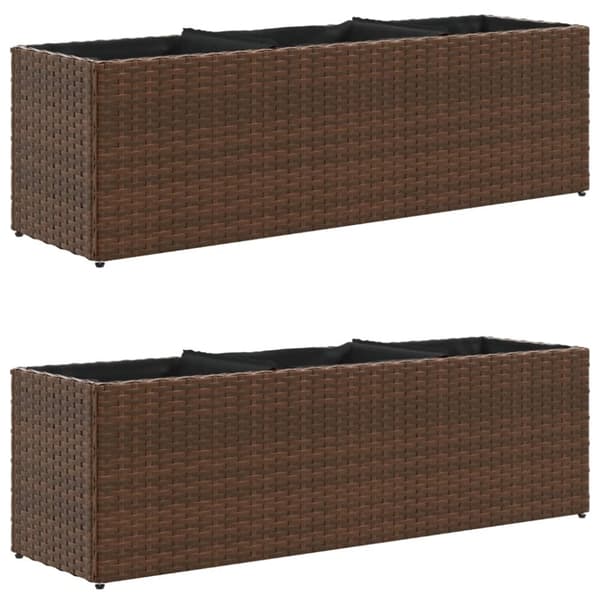 Odlingslådor med 3 krukor 2 st brun 105x30x32 cm konstrotting