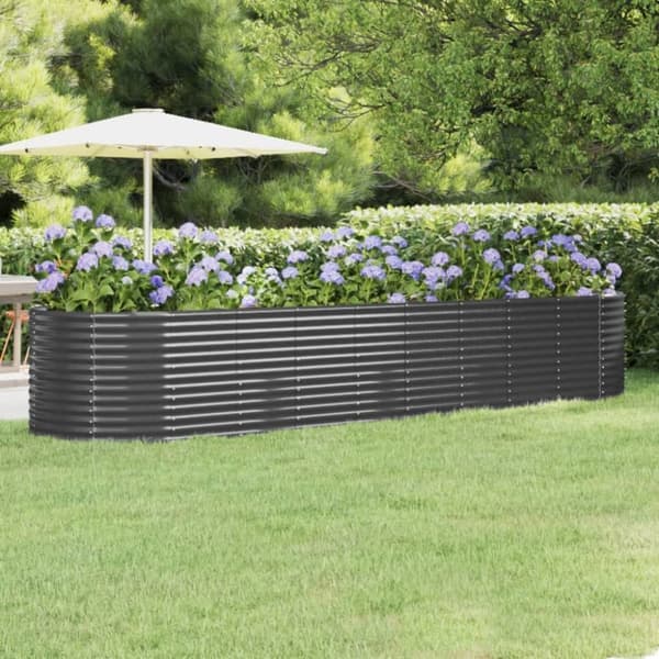Odlingslåda pulverlackerat stål 396x100x68 cm antracit