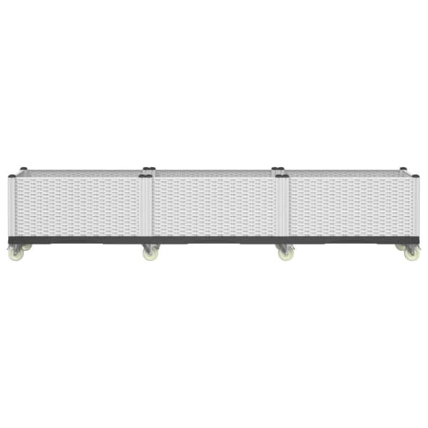 Odlingslåda med hjul vit 240x50x54 cm PP