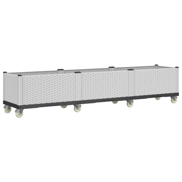 Odlingslåda med hjul vit 240x50x54 cm PP