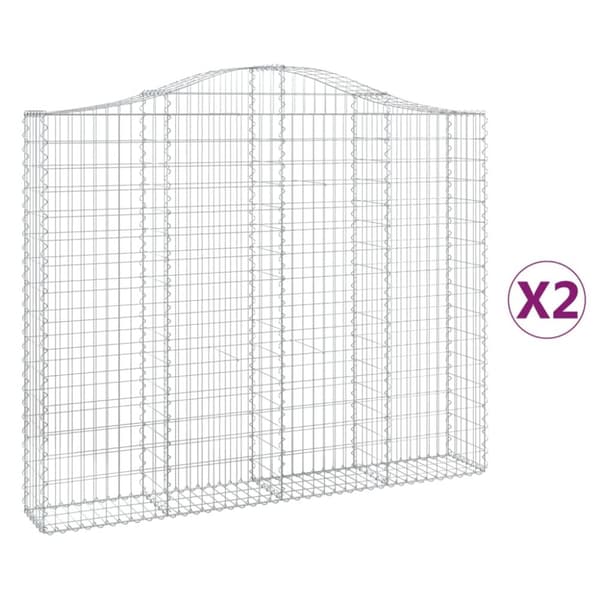 Gabion bågformad 2 st 200x30x160/180 cm galvaniserat järn