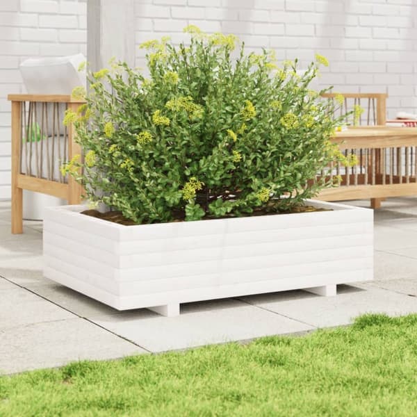 Odlingslåda vit 90x60x26,5 cm massiv furu