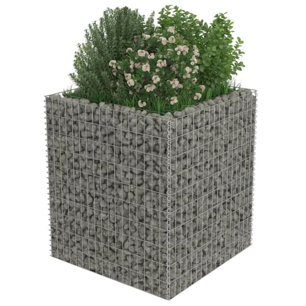 Planteringsgabion upphöjd galvaniserat stål 90x90x100 cm