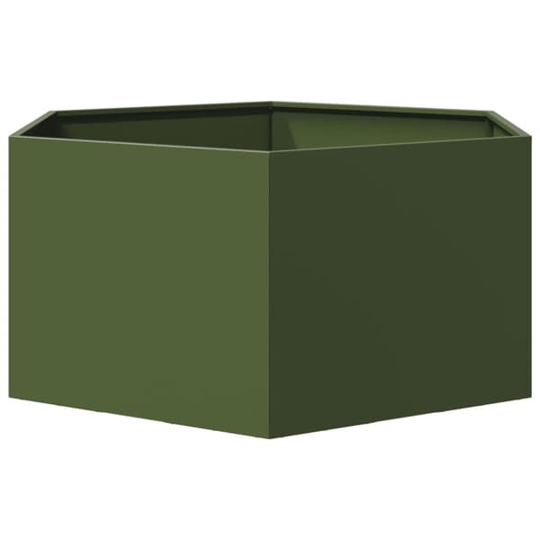 Odlingslåda olivgrön sexkantig 104x90x45 cm stål