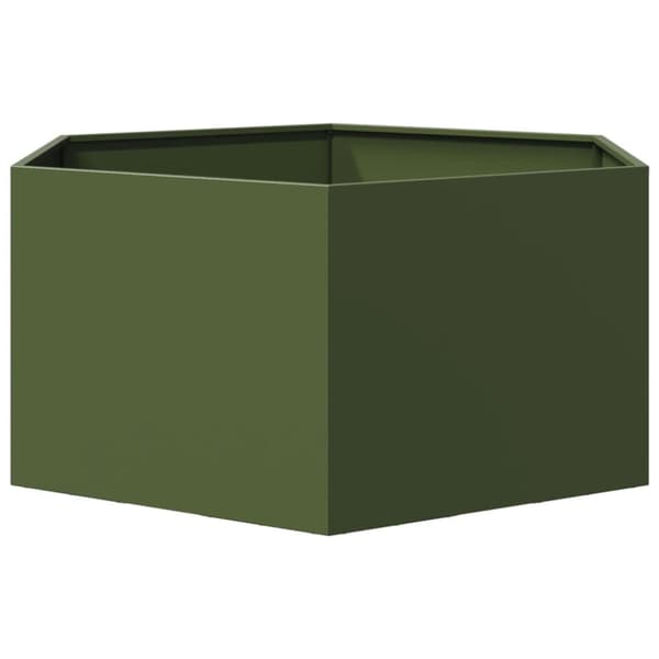 Odlingslåda olivgrön sexkantig 104x90x45 cm stål