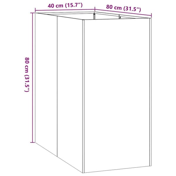 Planteringskärl rostig 40x80x80 cm väderbeständigt stål