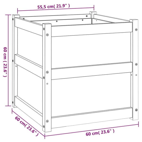 Odlingslåda 60x60x60 cm massiv furu