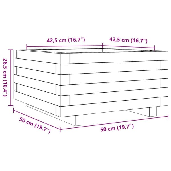 Odlingslåda 50x50x26,5 cm massivt furuträ
