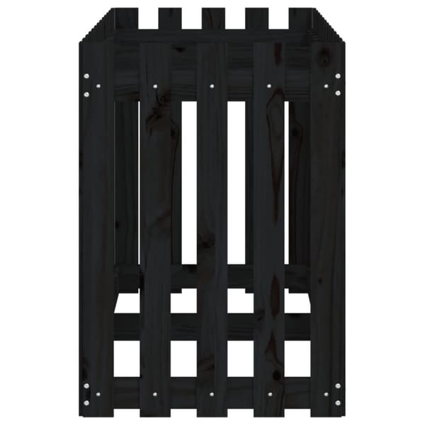 Odlingslåda med staket-design svart 150x50x70 cm massiv furu