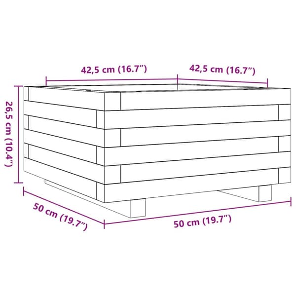 Odlingslåda vaxbrun 50x50x26,5 cm massiv furu