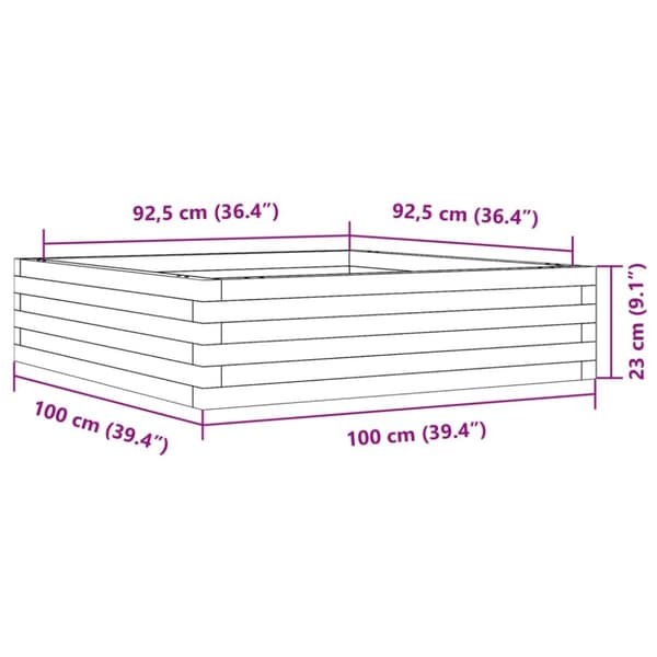 Odlingslåda 100x100x23 cm massivt douglasträ