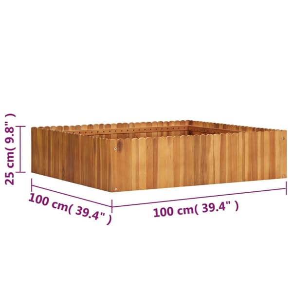 Odlingslåda upphöjd 100x100x25 cm massivt akaciaträ