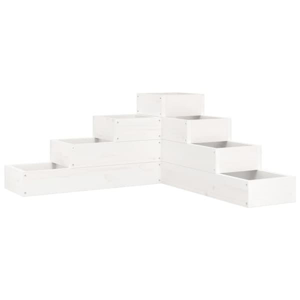 Odlingslåda 4 nivåer 80,5x79x36 cm vit massiv furu