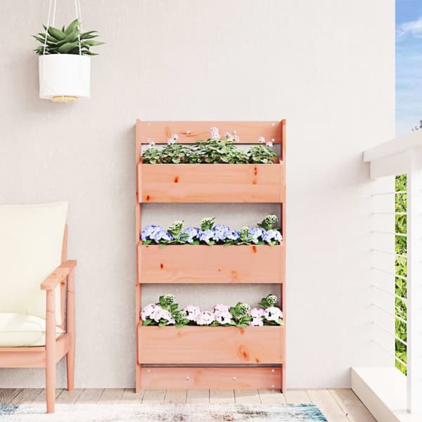 Odlingslåda för vägg 3 nivåer 60x18,5x110 cm massivt douglasträ
