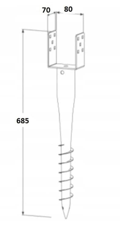 Stolpebaseskrueanker stål 80x685mm bor