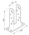 Miniatyrbillede 2 af 2: Stolpefod skruet fast i beton, galvaniseret, 101x200 mm