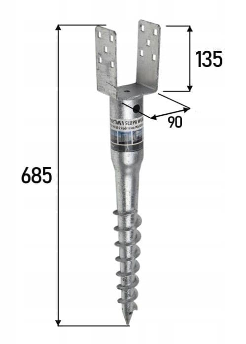 Tolpan jalustan teräsankkuri 90x685mm pora