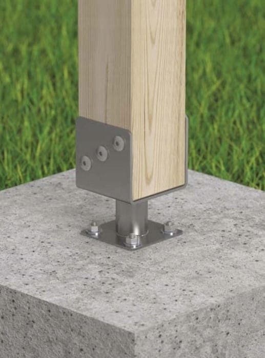 Stolpefod skruet fast til beton 141x141x163mm