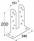 Miniatyrbillede 2 af 2: Stolpefod skruet fast til beton 150x200mm galvaniseret