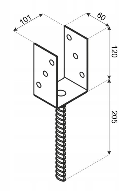 Stolpefundamentanker 101x120mm til indstøbning