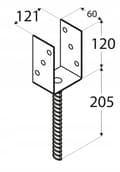 Miniatyrbillede 2 af 2: Stolpefundamentanker 121x120mm M18 til indstøbning