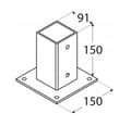 Miniatyrbillede 2 af 2: Stolpefod skruet fast til beton 91x150x2mm galvaniseret