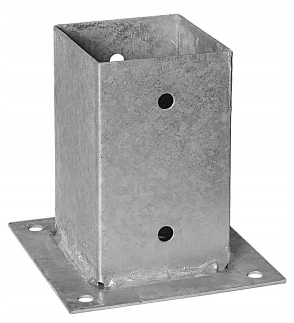 Stolpefod skruet fast til beton 91x150x2mm galvaniseret