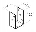 Miniatyrbillede 2 af 3: Stolpebase 81x120x60mm guldanker