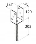 Miniatyrbillede 2 af 2: Stolpefundamentanker 141x120x60mm til indstøbning galvaniseret