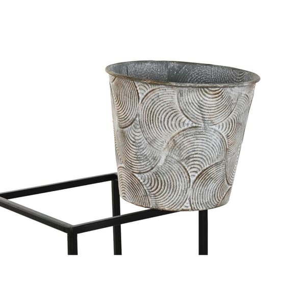 Planter DKD Home Decor Grey Metal Worn 34 x 34 x 71 cm Circular