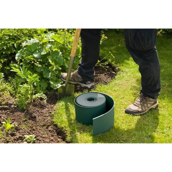 NATUR Polypropylen trädgårdsgräns - Tjocklek 3 mm - H 15 cm x 10 m - Grön