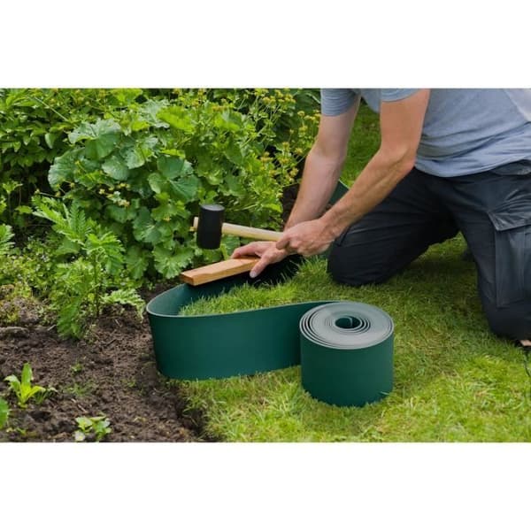 NATUR Polypropylen trädgårdsgräns - Tjocklek 3 mm - H 15 cm x 10 m - Grön