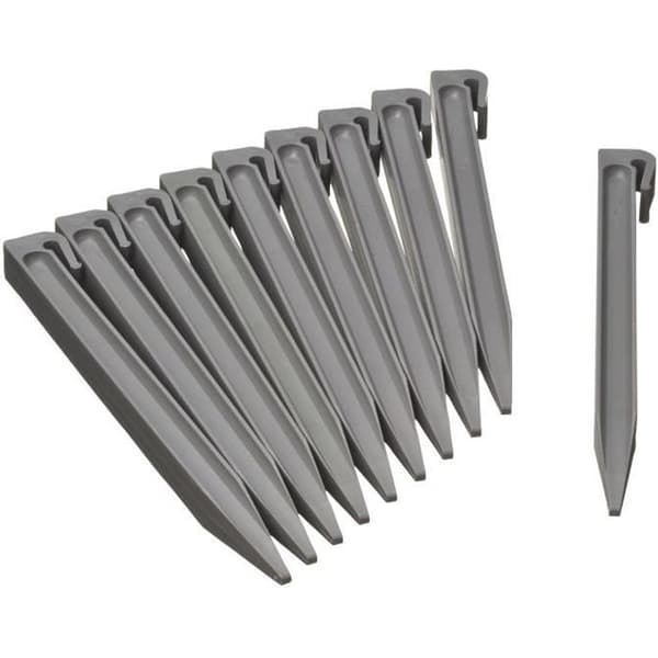 NATUR Väska med 10 polypropylen trädgårdsankare - H 26,7 x 1,9 x 1,8 cm - Grå