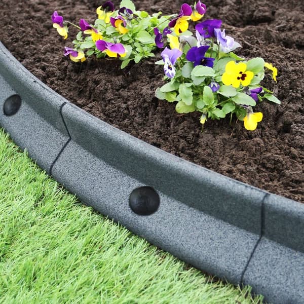 Grey Flexible Lawn Edging Garden UV Resistant and Weatherproof Rubber