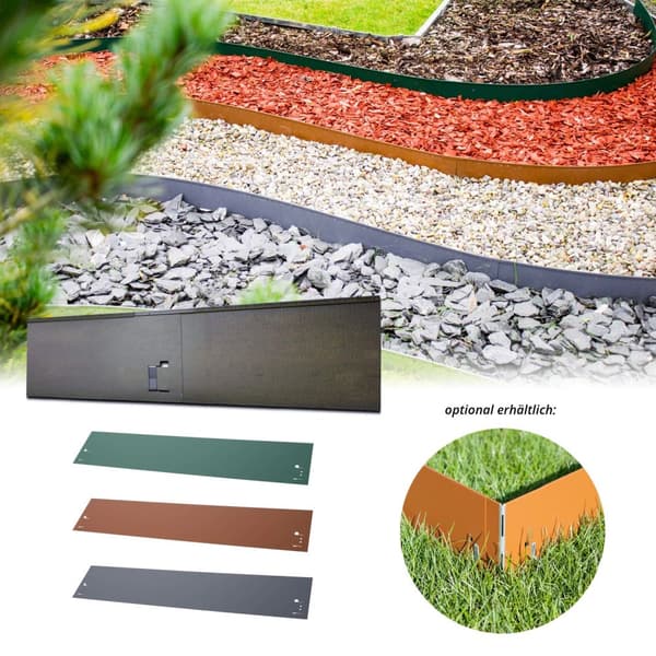 Alennusreunus metalli 18,5 cm x 120 cm Vihreä | Puutarhan raja | Ruohon reuna