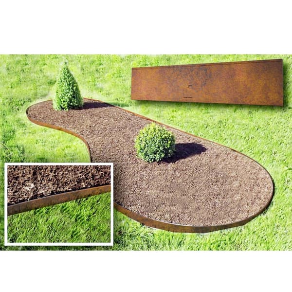 Reunat, ruohoreunat, puutarhareunat, reunalevyt, teräsreunat Corten-teräs 120 cm pitkä, 13,5 18,5 cm korkea Kuumasinkitty teräs, Leveys: 13,5 cm