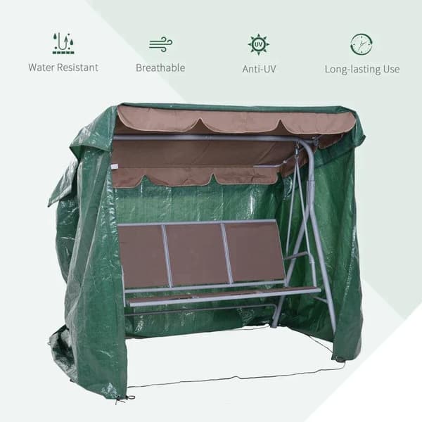Rootz Møbelbetræk - Havemøbelbetræk - Gyngestolsbetræk - Presenning Beskyttelsesbetræk - Grøn - 215Lx155Bx150H cm