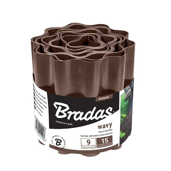 Sæt med 4 produkter. Plænebølgebræt 9m x 15cm, brun