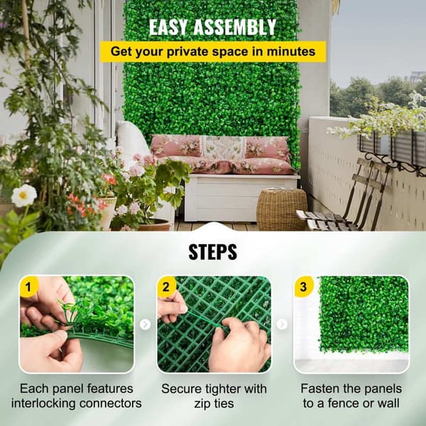 Konstgjord väggdekoration med växtmotiv, Boxwood Hedge Panel, Heminredning Integritetsskärm