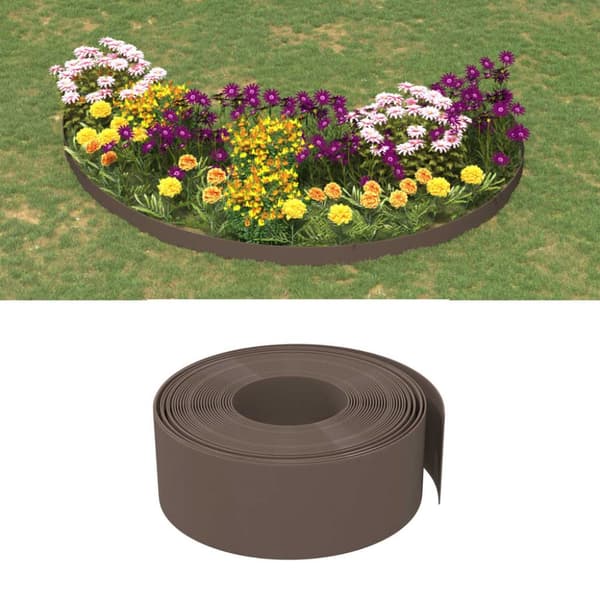 vidaXL Rabattkant brun 10 m 20 cm polyeten -  Trädgårdsramar & kanter