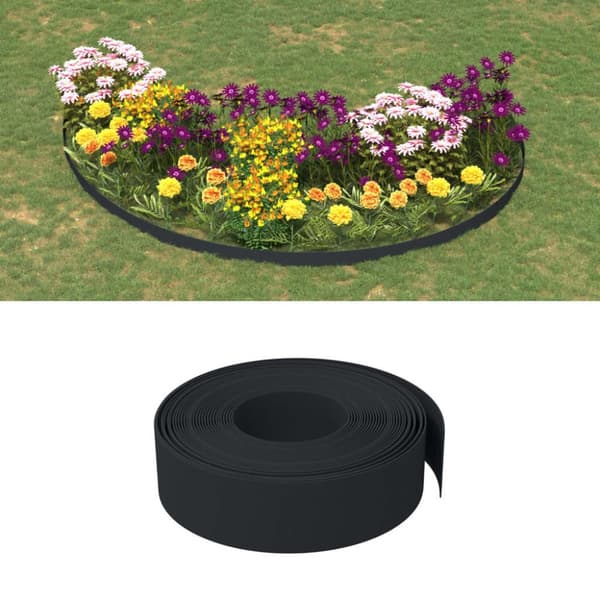 vidaXL græskanter 4 stk. 10 m 15 cm polyethylen sort -  Bedafgrænsning
