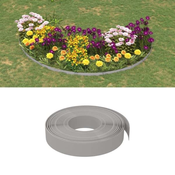 vidaXL Puutarhareunus harmaa 10 m 10 cm polyeteeni -  Puutarhan rajaajat & reunukset